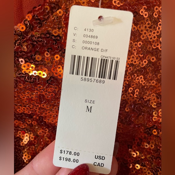 ANTHROPOLOGIE sequins orange  Dress - Picture 6 of 10